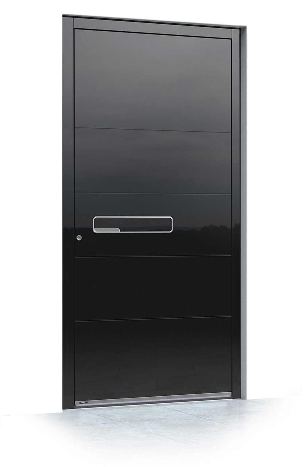 6 jednokrilni mockup Pirnar alu entrance door ultimum pure 613a glass
